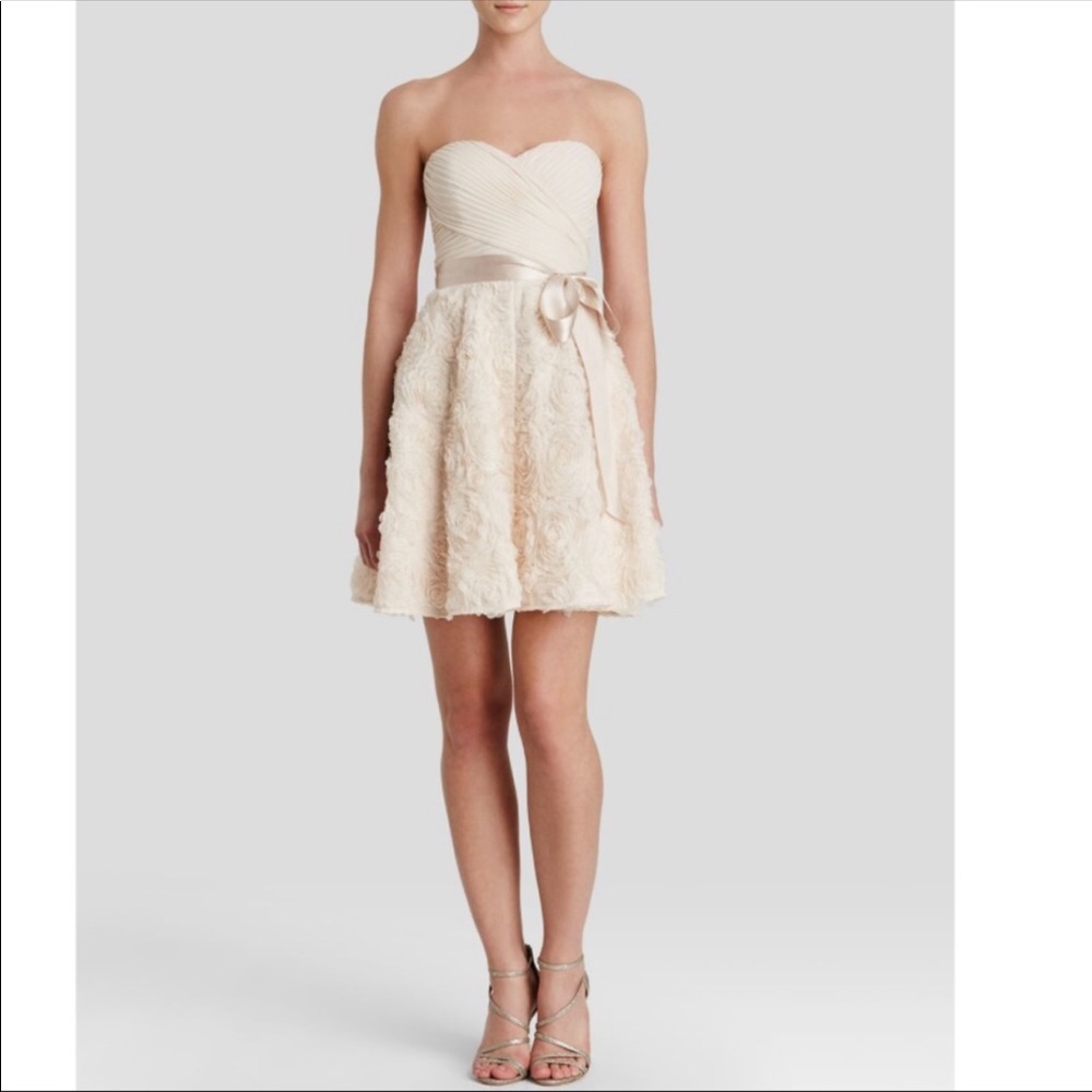 Aidan Mattox Ivory Blush Rosette Dress